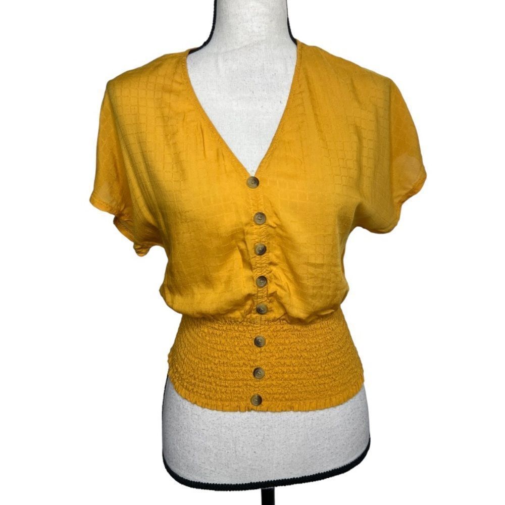 DEREK HEART Mustard Yellow Blouse. Size Small